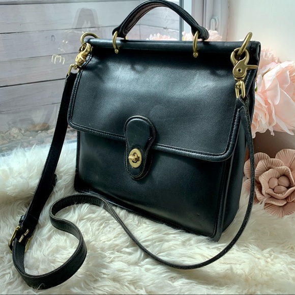 Vintage Coach Medium Black Leather Station Satchel - Picture 3 of 16